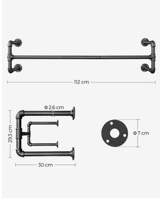 2 db LINEA fekete fali vállfaakasztó szett