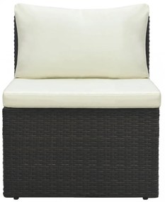 4 részes barna polyrattan kerti bútorszett párnával