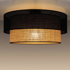 Mennyezeti lámpa BORHO 1xE27/60W/230V átm. 40 cm fekete/juta