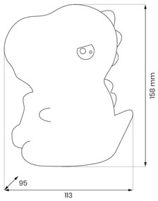 LED RGBW, dimmelhető, újratölthető gyerek éjszakai lámpa DINO LED/1W/5V 1200 mAh