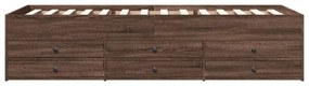 barna tölgy kanapéágy fiókkal matrac nélkül 90x200 cm