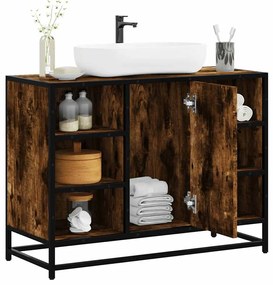 Füstös tölgy szerelt fa fürdőszobai mosdószekrény 80x33x60 cm