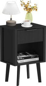 Éjjeliszekrény, fekete, TOBI