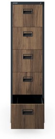 Fém irattartó szekrény, 5 fiókos SARA V5, 460 x 1630 x 620 mm, Eco Design: antracit/ dió