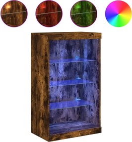 vidaXL füstös tölgy színű tálalószekrény LED-ekkel 60,5 x 37 x 100 cm
