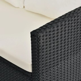 Juskys Manacor kerti rattan szett - fekete/krémszínű párnák