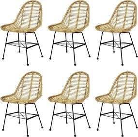 vidaXL 6 db természetes rattan étkezőszék