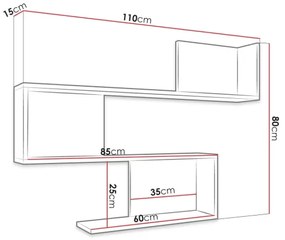Fali polc MANUNIA 80x110 cm fehér