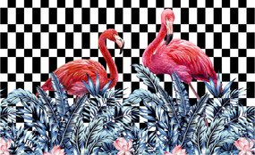 Fotótapéta Flamingók Trópusi levelek vinil 416x290 +ragasztó