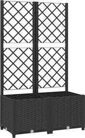 vidaXL fekete kerti virágláda ráccsal 80 x 40 x 136 cm PP