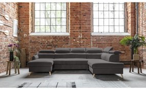 Sötétszürke bársony kinyitható sarokkanapé (jobb oldali-"U" alakú) Sweet Harmony – Miuform