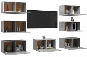7 db betonszürke szerelt fa TV-szekrény 30,5 x 30 x 60 cm