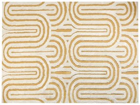 Törtfehér és sárga pamut szőnyeg 300 x 400 cm PERAI Beliani