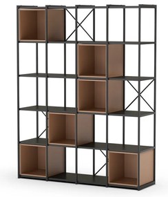 Fekete-téglavörös könyvespolc 140x179 cm Anya – Marckeric