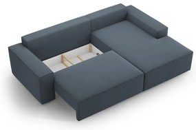 Kék kinyitható sarokkanapé (jobb oldali) Jodie – Micadoni Home