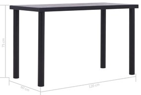 Fekete és betonszürke MDF étkezőasztal 120 x 60 x 75 cm