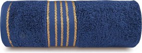 Fürdőlepedő Tiwano sötétkék arany bordűrrel 70x140 pamut Darymex
