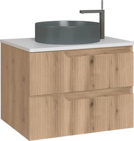 Piramida EURIDIKA fali fürdőszobabútor - mosdópult mosdó nélkül -2 fiókos - PINO TÖLGY - 75 x 48 x 53 cm