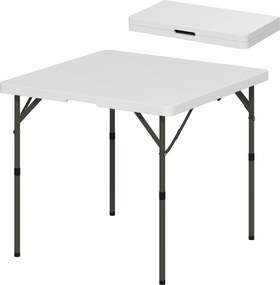 Outsunny Összecsukható Kempingasztal Magasságállítható Multifunkcionális Asztal Könnyű Oldalasztal Kert, Terasz, Erkély, Kemping, Piknik 86 x 86 cm Fe