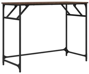 barna tölgy szerelt fa és porszórt acél íróasztal 100x45x76 cm