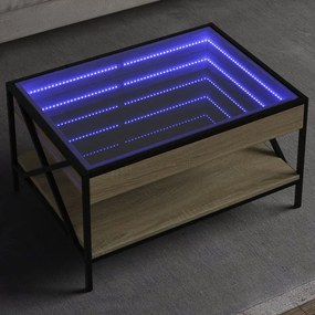 Sonoma tölgy végtelen hatású LED-es dohányzóasztal 70x50x38 cm
