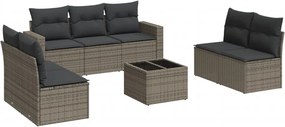 vidaXL 8 részes szürke polyrattan kerti ülőgarnitúra párnákkal