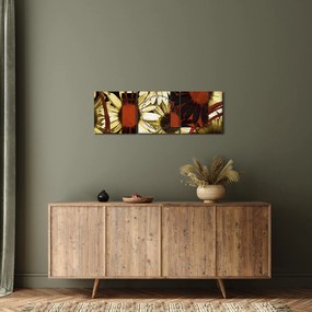 Virágok képe (órával) (90x30 cm)