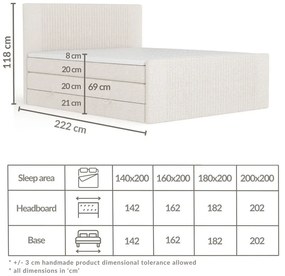 Bézs ágyneműtartós boxspring ágy 160x200 cm Bergamo – Maison de Rêve