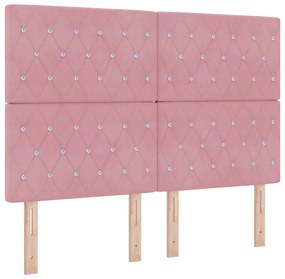 Boxspring Ágy Matrac Szett Rózsaszín 160x200 cm Bársony