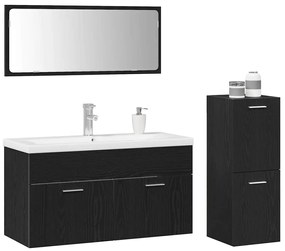 Fürdőszoba Bútor Szett 4 pcs Fekete tölgy 91 x 39.5 x 46 cm