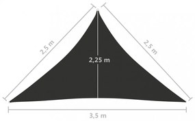 antracit háromszögű oxford-szövet napvitorla 2,5 x 2,5 x 3,5 m