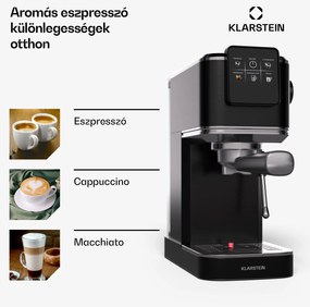 Klarstein SteelPresso Slim Touch kávéfőző, portafilter, érintőképernyő