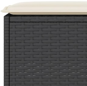 vidaXL 3 részes fekete polyrattan kerti bárszett párnával