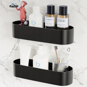 2x Zuhanypolc 30cm fekete fém ragasztóval