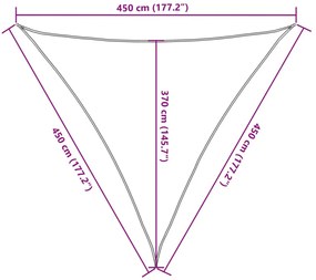 fehér HDPE napvitorla 160 g/m² 4,5 x 4,5 x 4,5 m