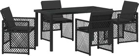 vidaXL Kert étkező szett 5 pcs Fekete polirattan