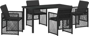 vidaXL Kert étkező szett 5 pcs Fekete polirattan