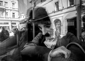 Kép - Charles Chaplin, Prágában (üvegen) (70x50 cm)
