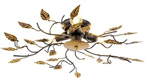 Vintage mennyezeti lámpa fekete arannyal 50 cm 3 lámpás - Foglie