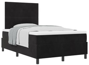 Boxspring Ágy Mattal Fekete Kicsi Dupla Bársony
