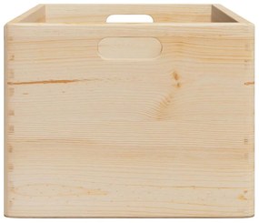 Fa doboz fogantyúkkal 40x30x23 cm tömör fa fenyő