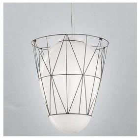 SIRU - Csillár zsinóron SEGNI 1xE27/60W/230V fekete/fehér Velencei üveg