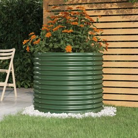 Zöld porszórt acél kerti ültetőláda 80 x 80 x 68 cm