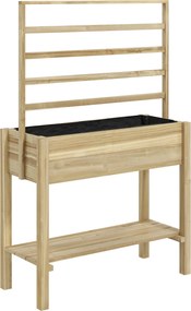 Outsunny Emelt Kertágy lábakkal, Kert Emelt Ültető Támasszal, Vízleeresztő Lyukakkal és Alsó Polccal, Emelt Fa Kertágy Virágokhoz, 88 x 37 x 137 cm, T