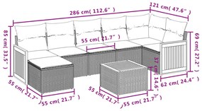 8 részes bézs polyrattan kerti ülőgarnitúra párnával