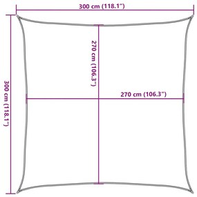 homokszínű négyzet alakú HDPE napvitorla 160 g/m² 3 x 3 m