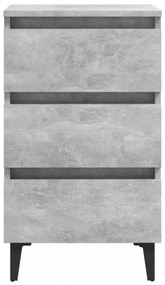 betonszürke éjjeliszekrény fémlábakkal 40 x 35 x 69 cm