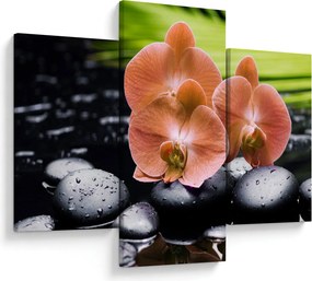 Kép - Narancssárga orchidea pálmalevelekkel (90x60 cm)