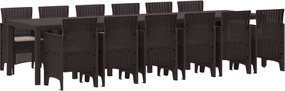 vidaXL Kert étkező szett 13 pcs Barna Polt rattan