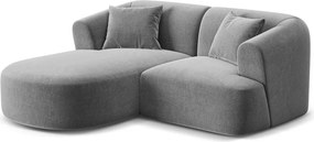 Világosszürke bársony sarokkanapé (bal oldali-heverő résszel) Campi – Cosmopolitan Design